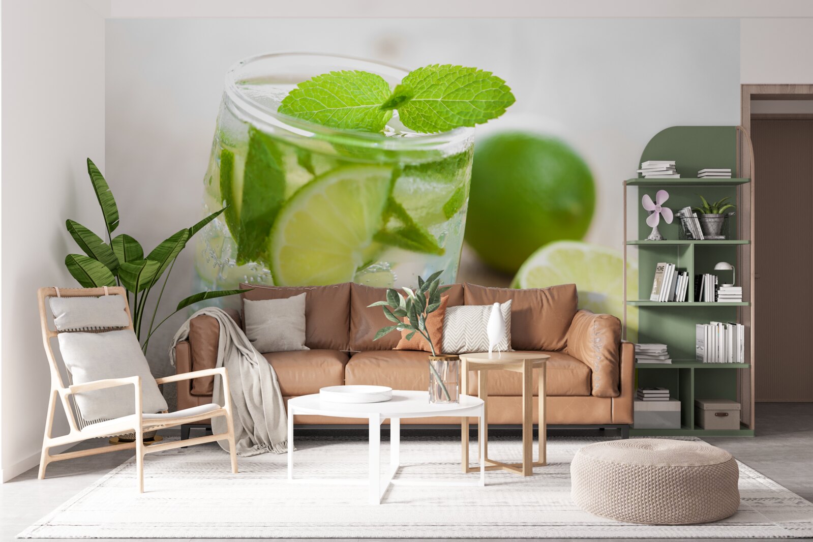 Фотошпалери склянка води з лаймом і м'ятою