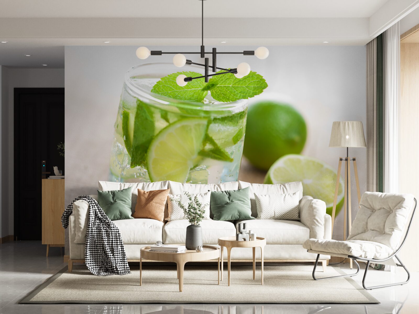 Фотошпалери склянка води з лаймом і м'ятою
