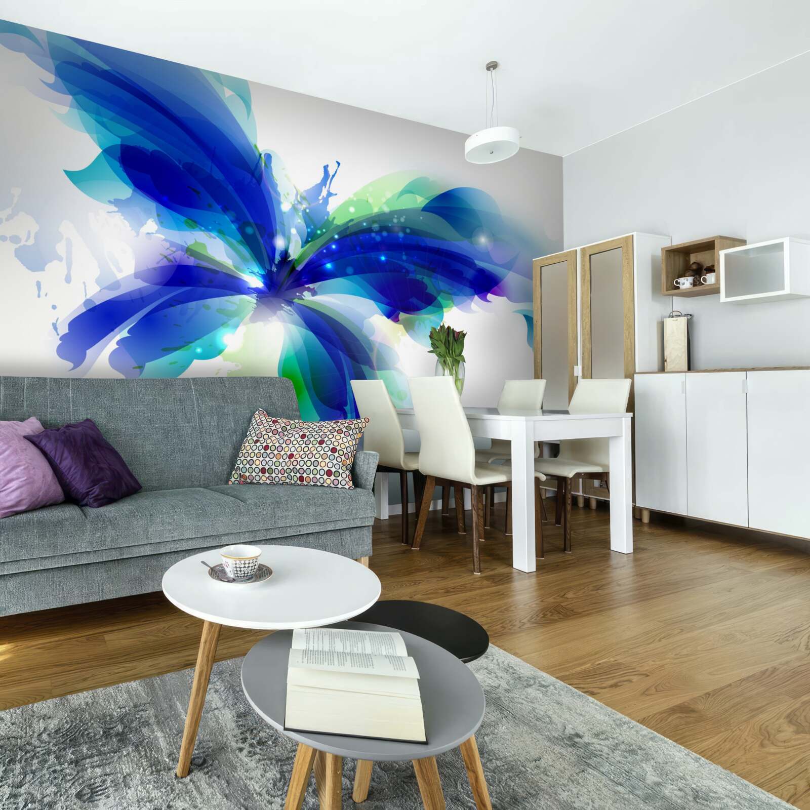 Фотошпалери метелик у світло-блакитному кольорі