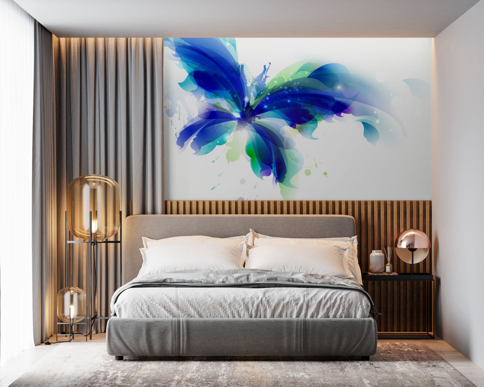 Фотошпалери метелик у світло-блакитному кольорі