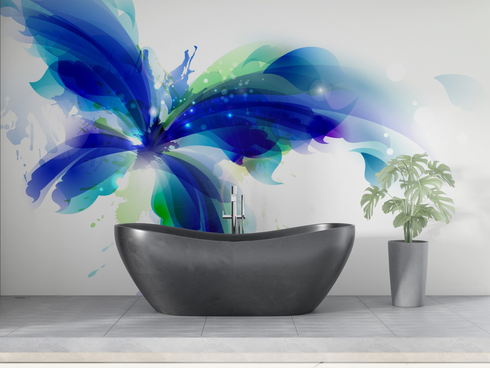 Фотошпалери метелик у світло-блакитному кольорі