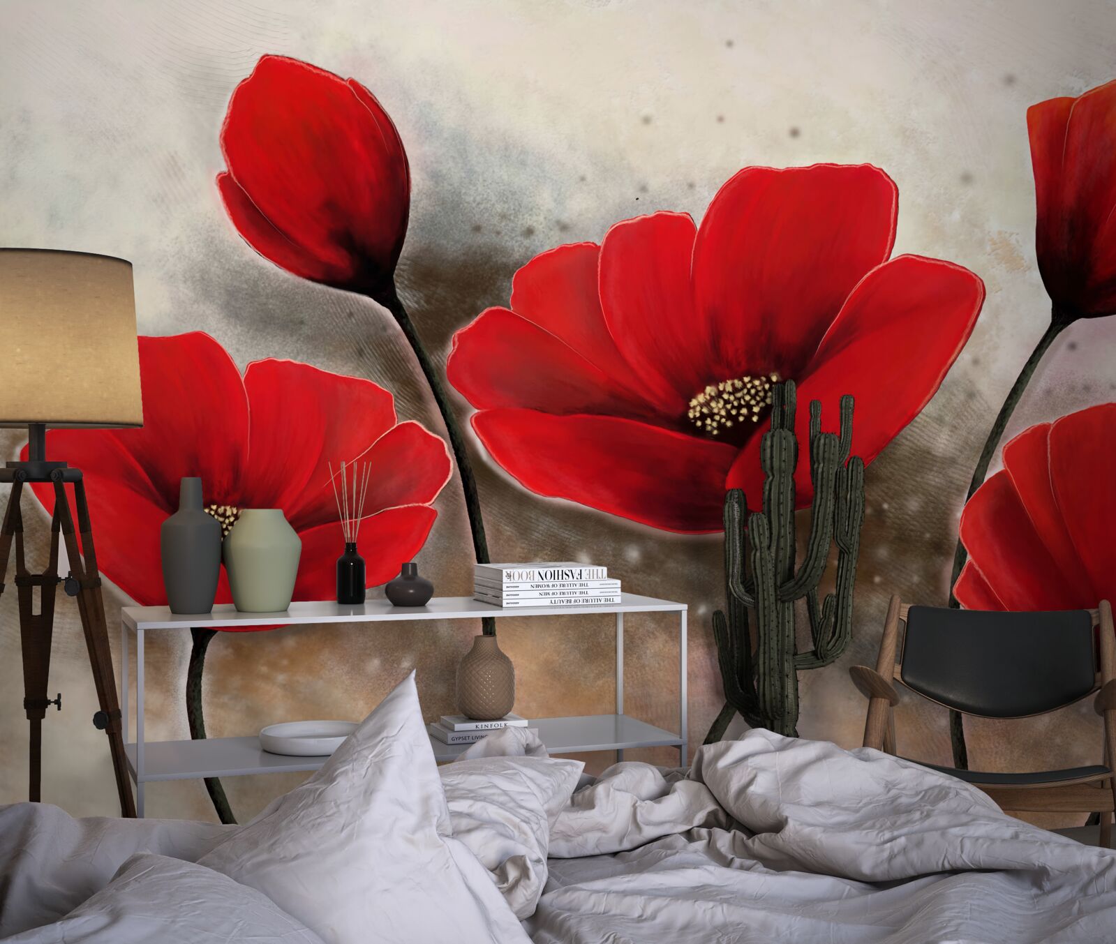 Фотошпалери після дощу червоні маки