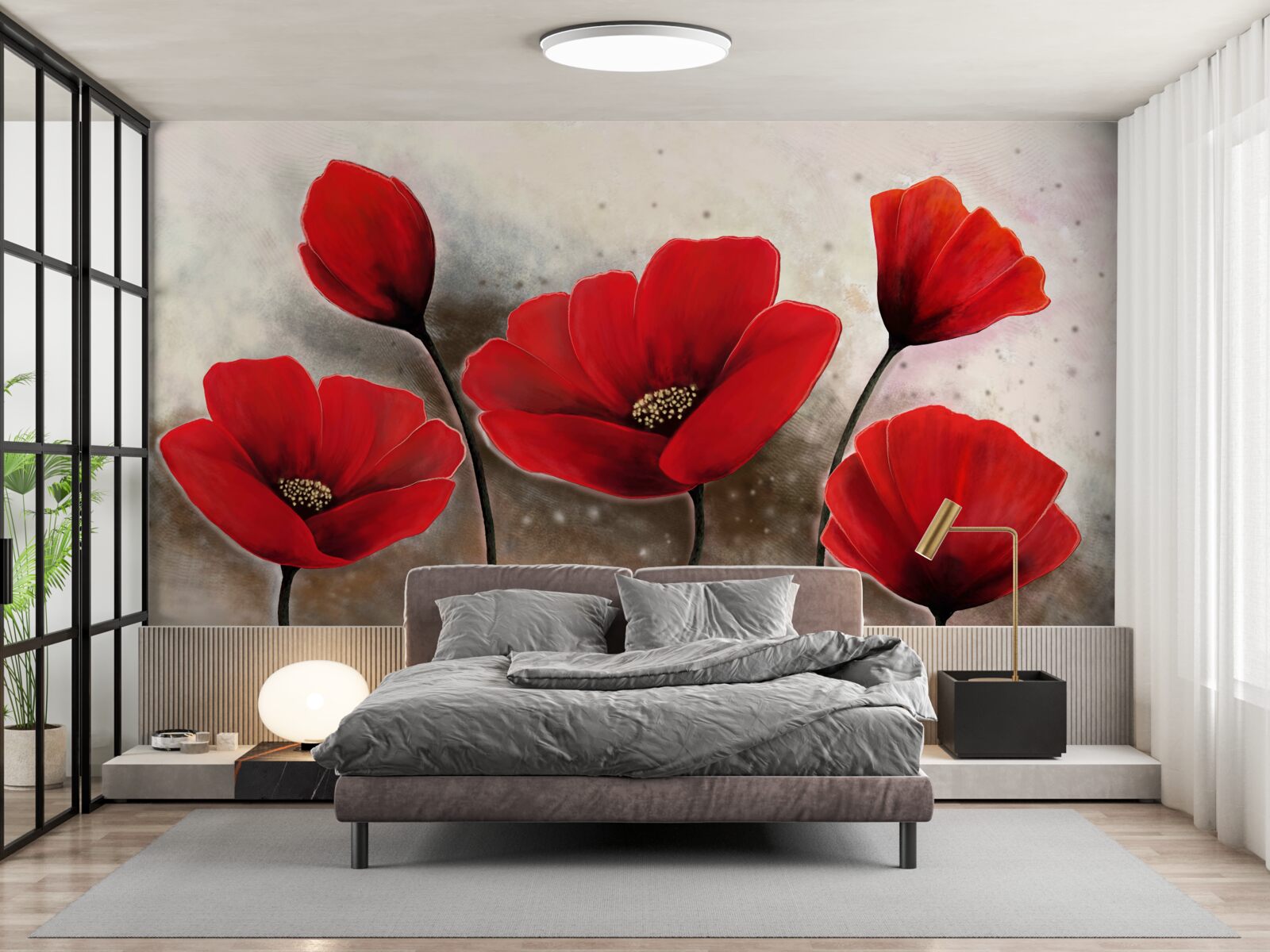 Фотошпалери після дощу червоні маки