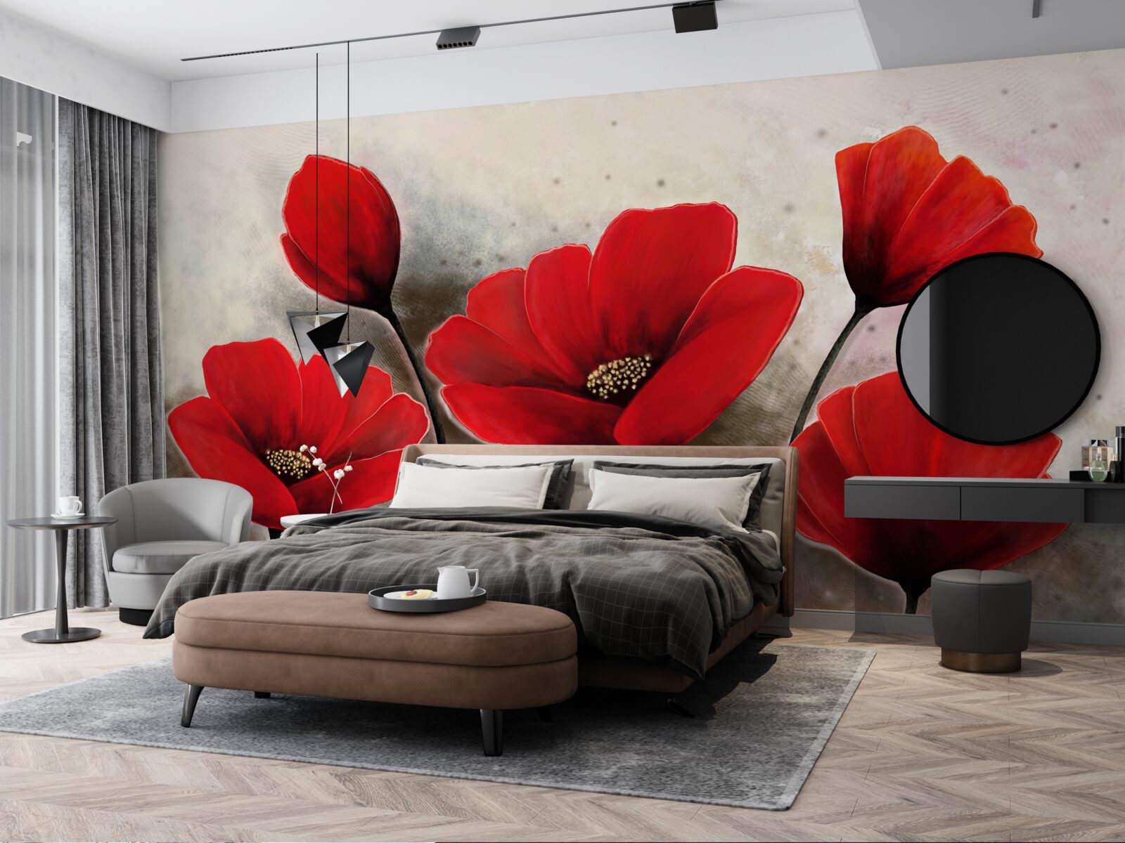 Фотошпалери після дощу червоні маки