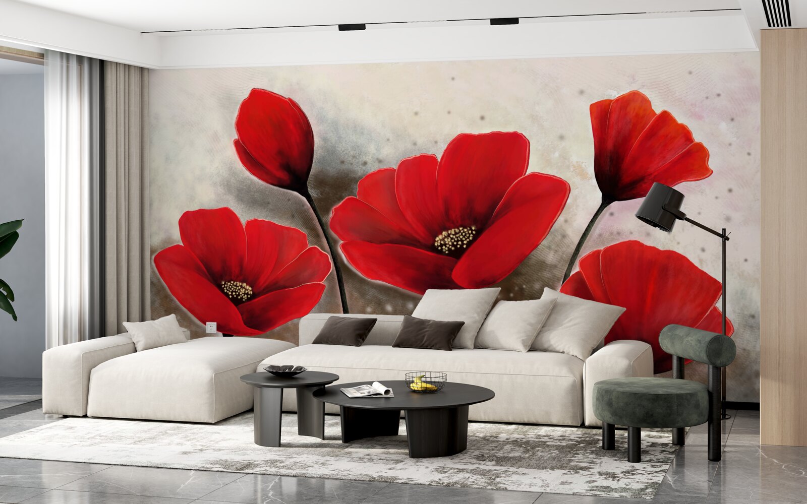 Фотошпалери після дощу червоні маки