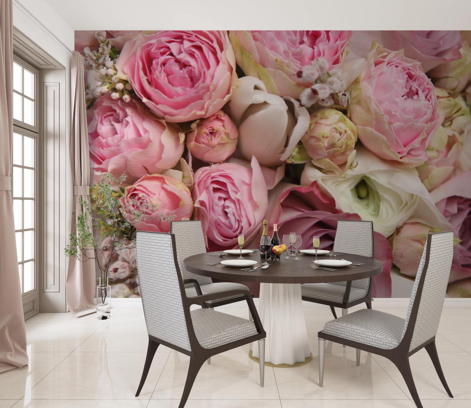 Фотошпалери ніжний букет квітів з романтичним відтінком