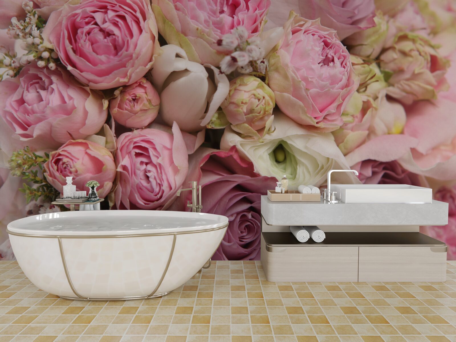 Фотошпалери ніжний букет квітів з романтичним відтінком