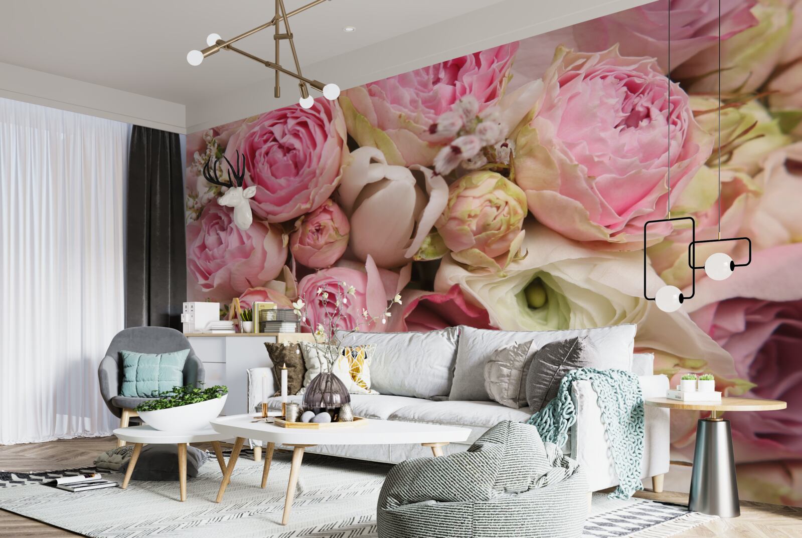 Фотошпалери ніжний букет квітів з романтичним відтінком