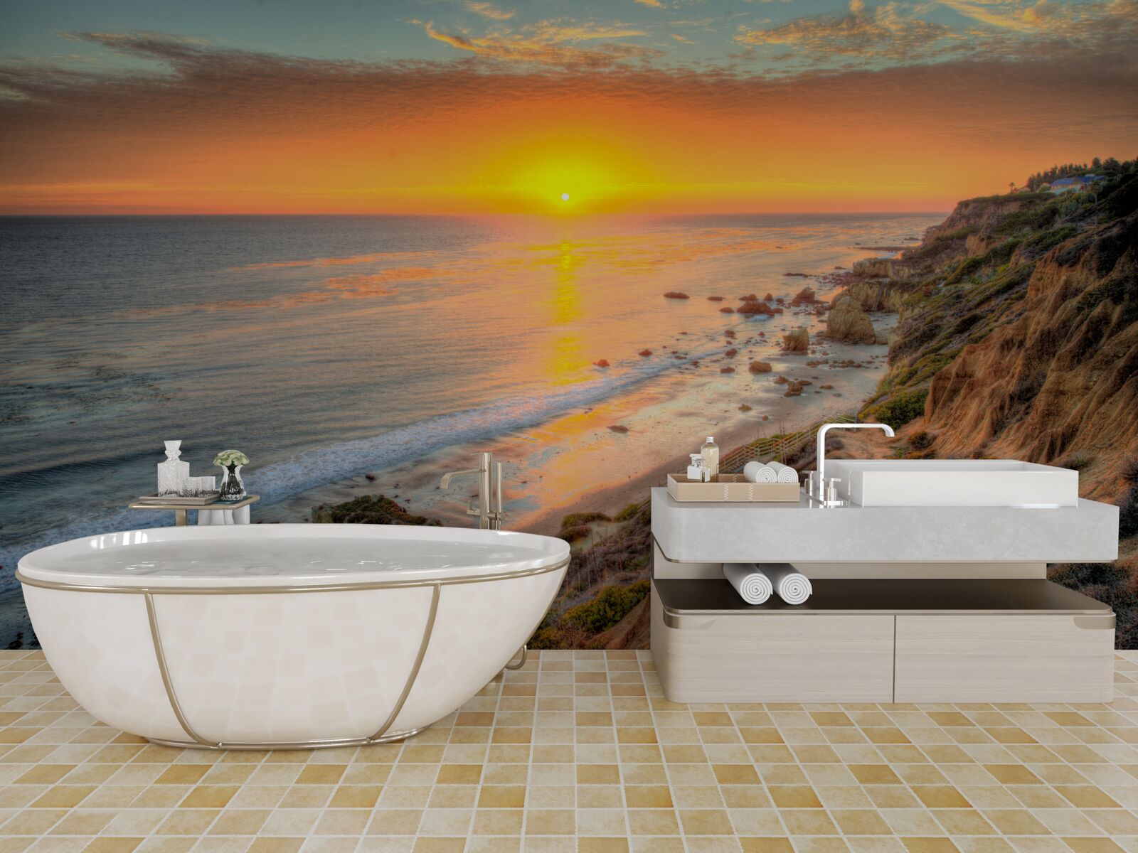 Фотошпалери сонце, що заходить в океан на заході