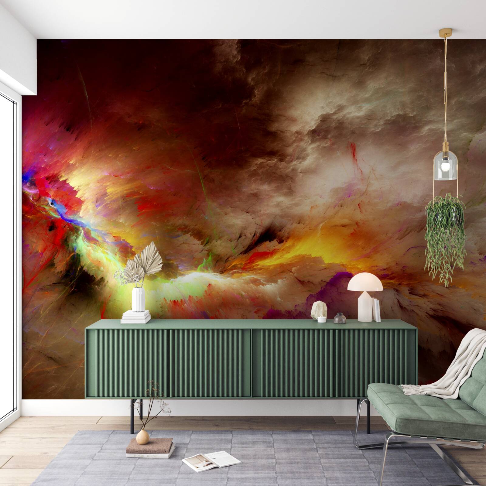 Фотошпалери під час грози в пустелі спалахує гроза