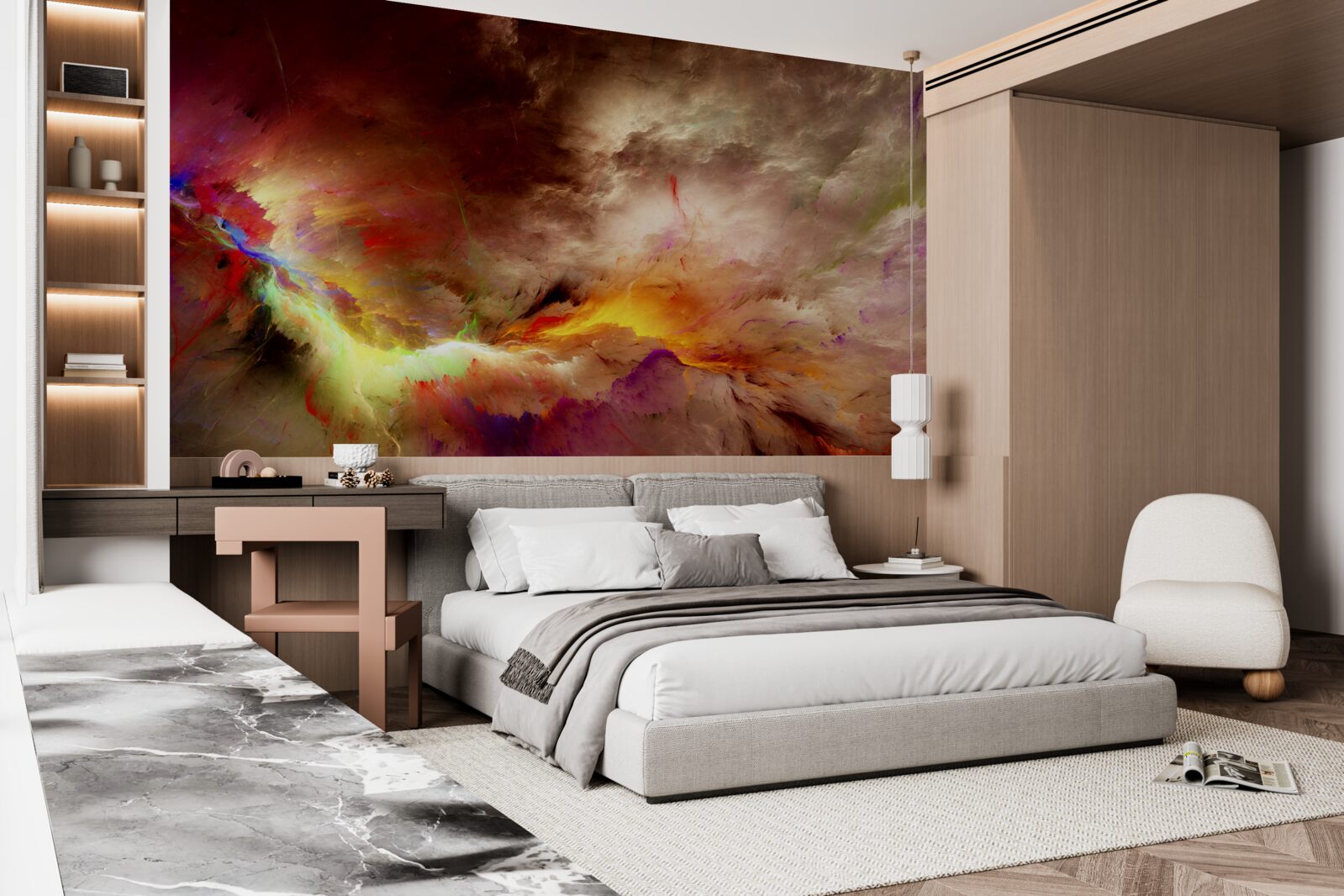 Фотошпалери під час грози в пустелі спалахує гроза