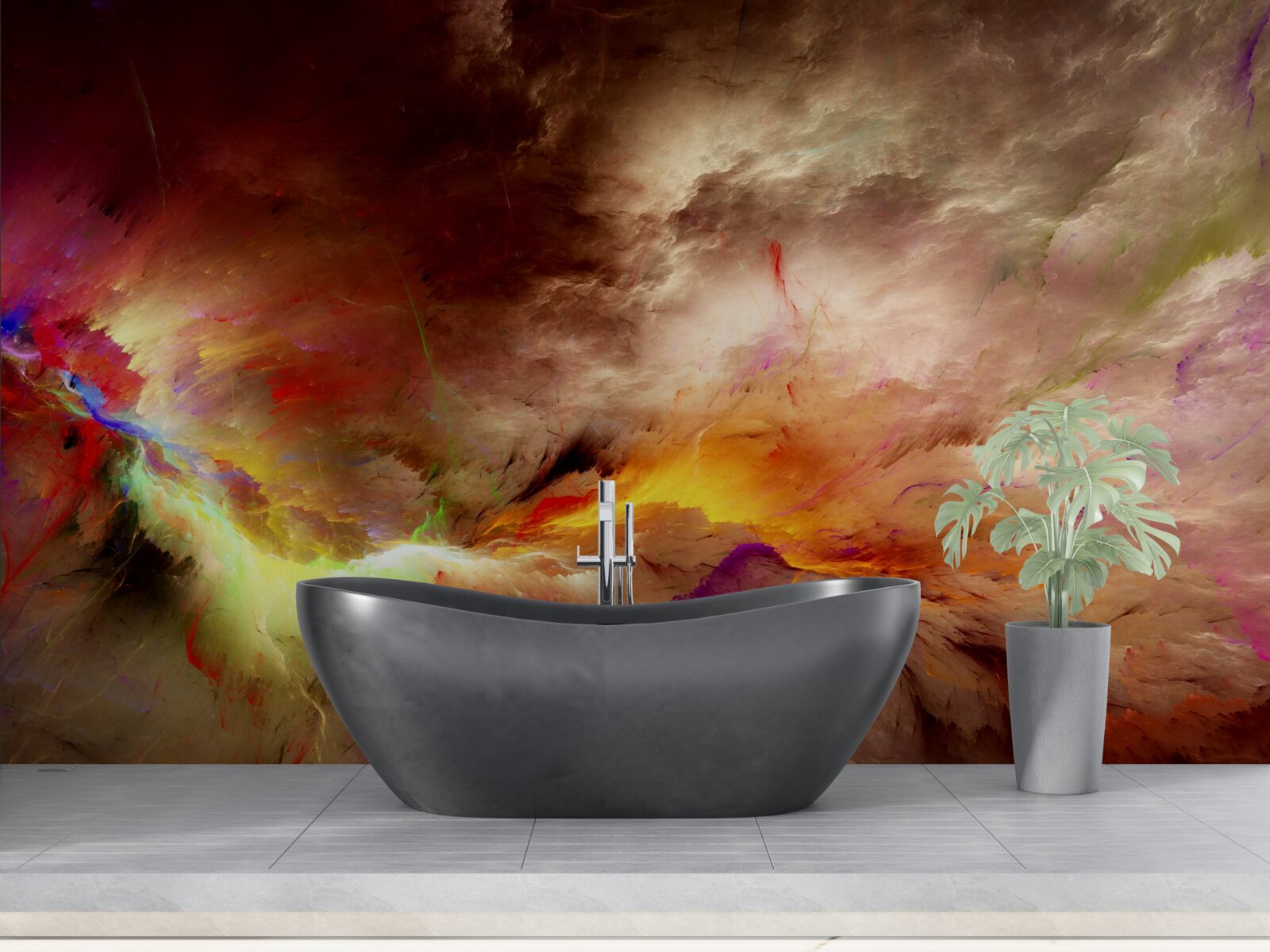 Фотошпалери під час грози в пустелі спалахує гроза