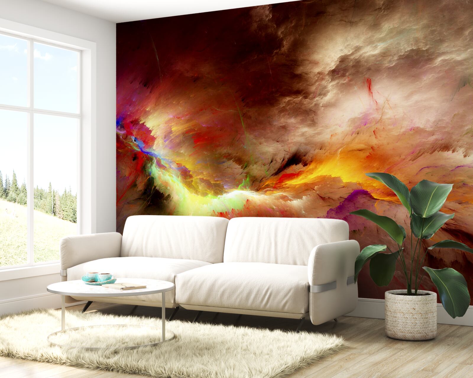 Фотошпалери під час грози в пустелі спалахує гроза