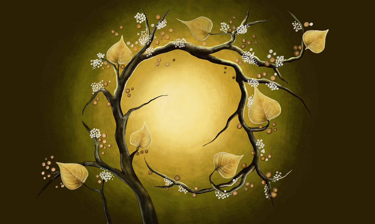 Фотошпалери Жовта магнолія в розквіті на тлі сонячного світла