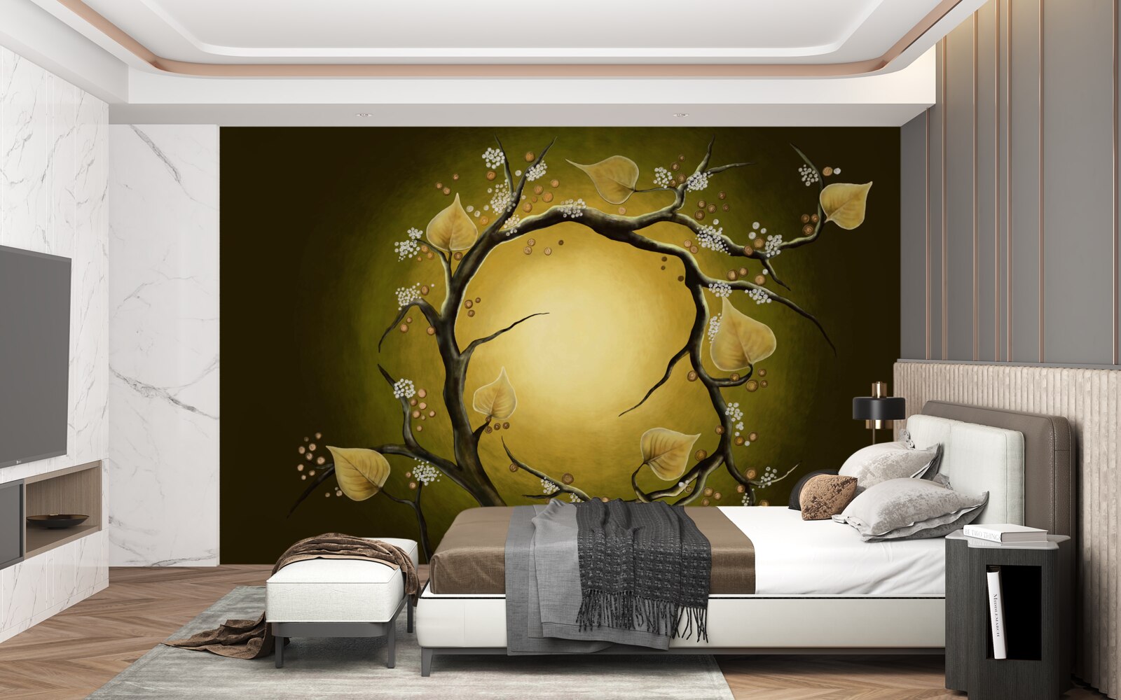 Фотошпалери Жовта магнолія в розквіті на тлі сонячного світла