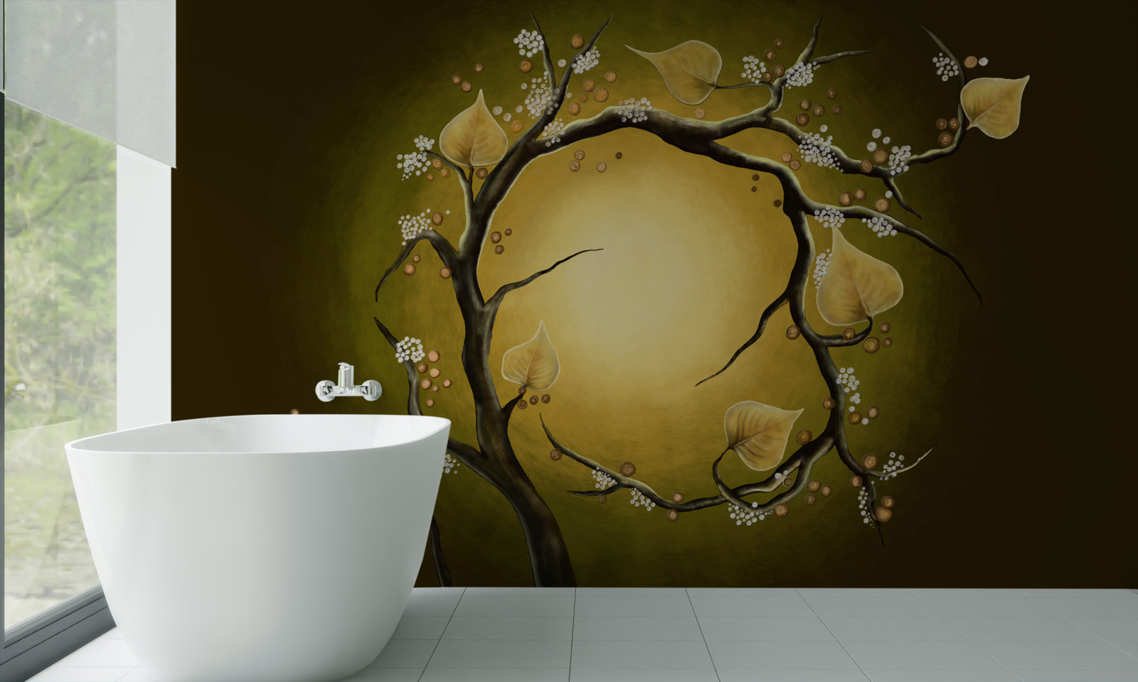 Фотошпалери Жовта магнолія в розквіті на тлі сонячного світла