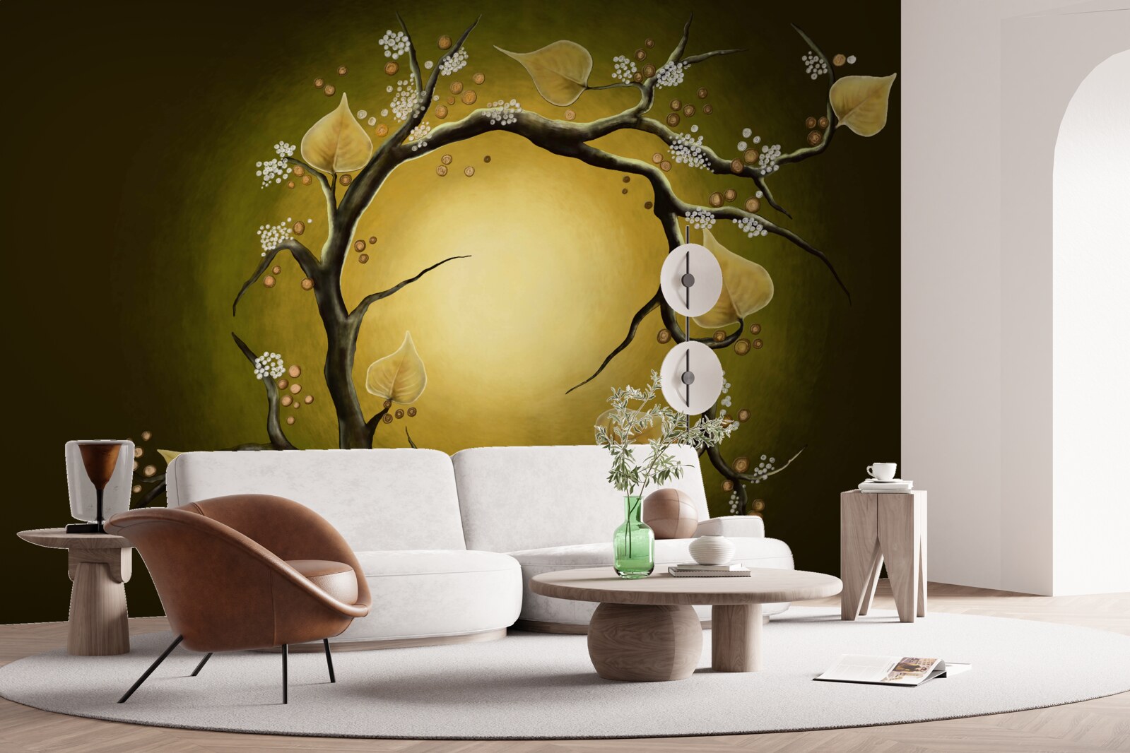 Фотошпалери Жовта магнолія в розквіті на тлі сонячного світла