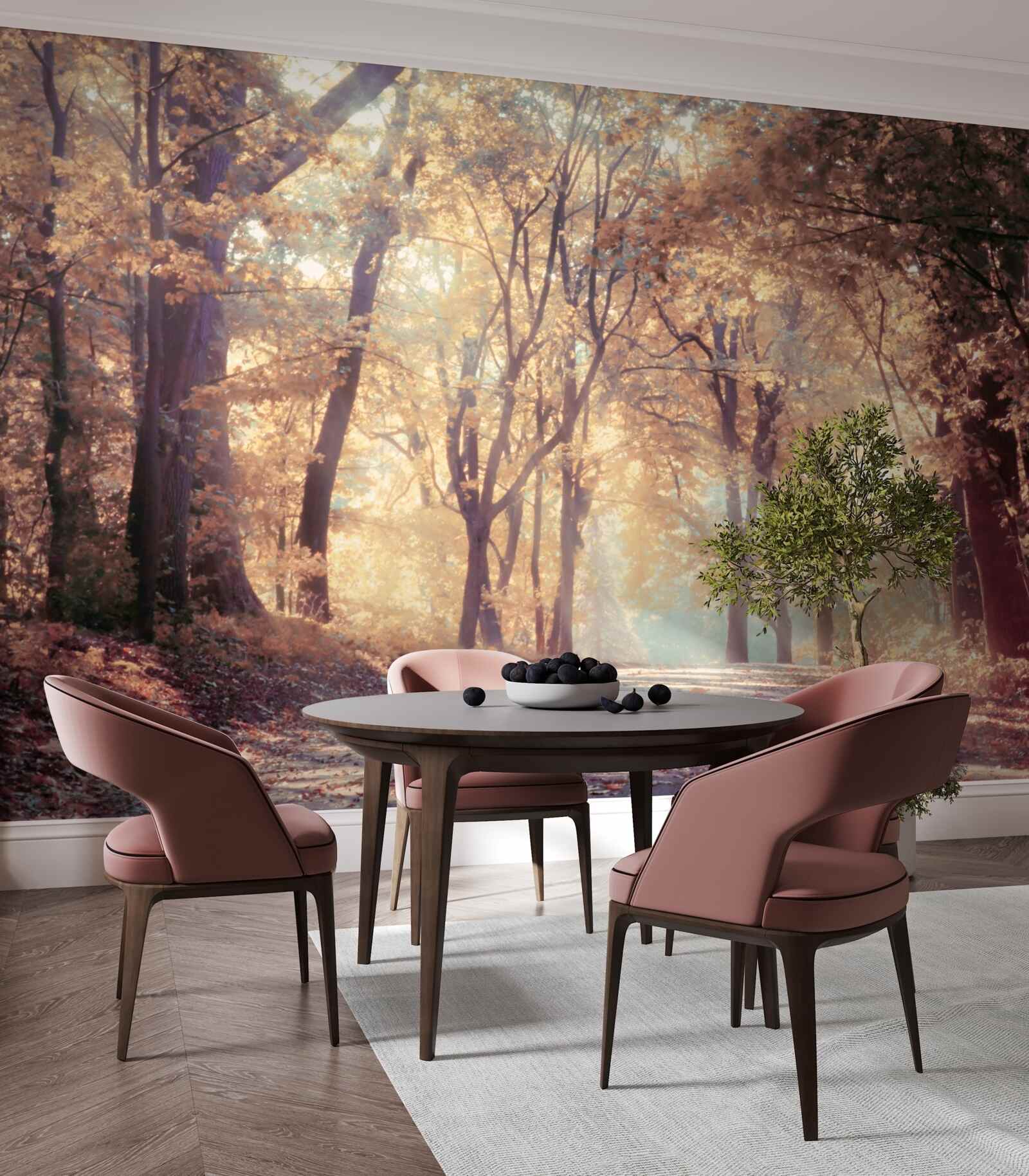 Фотошпалери осінній шлях, оповитий легким туманом