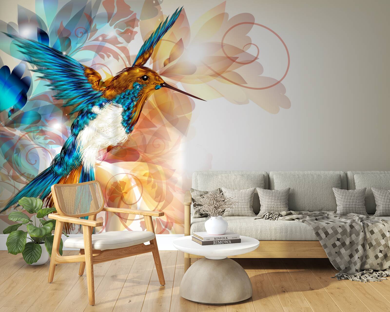 Фотошпалери нематеріальний блакитний колібрі