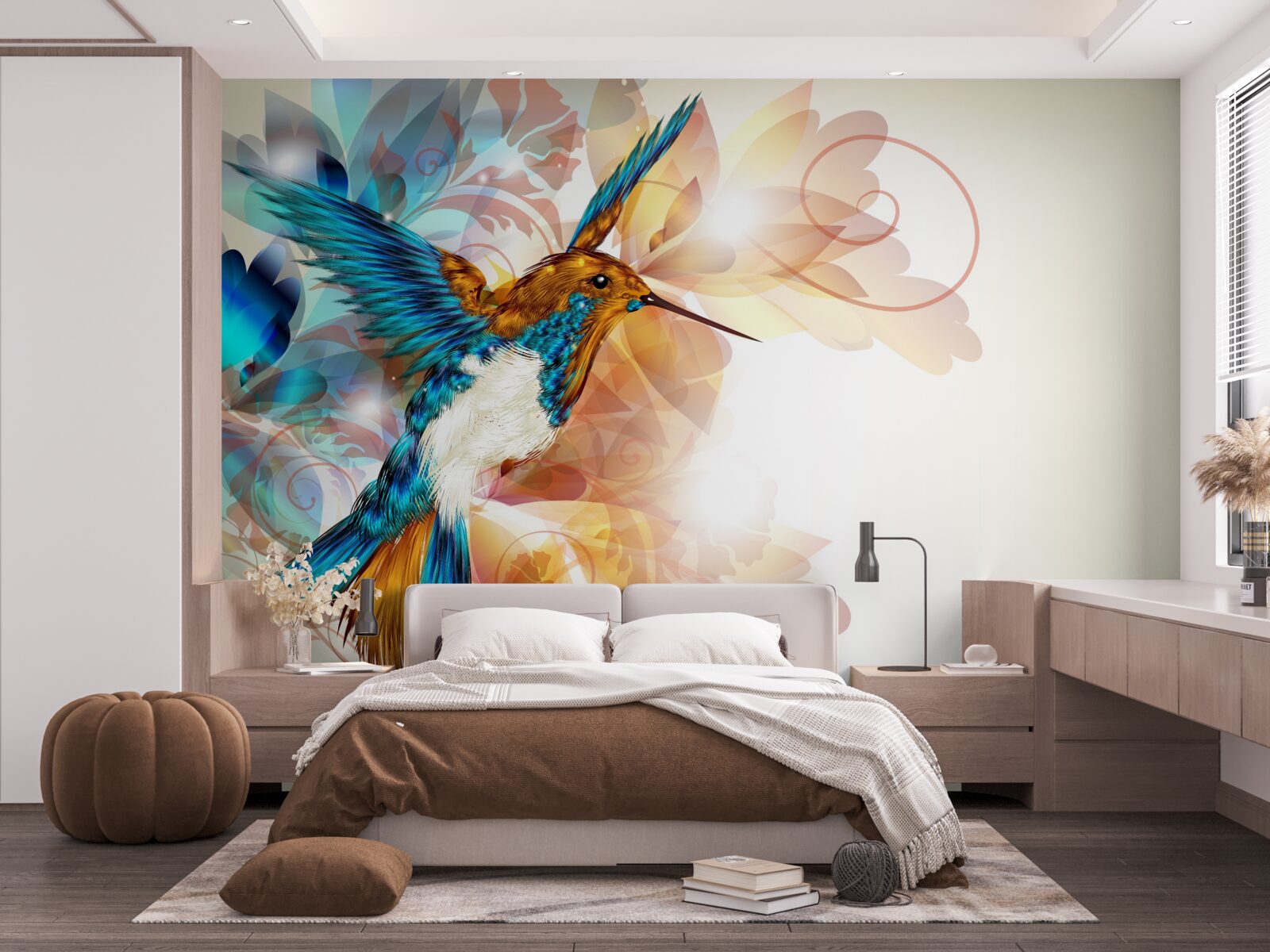 Фотошпалери нематеріальний блакитний колібрі