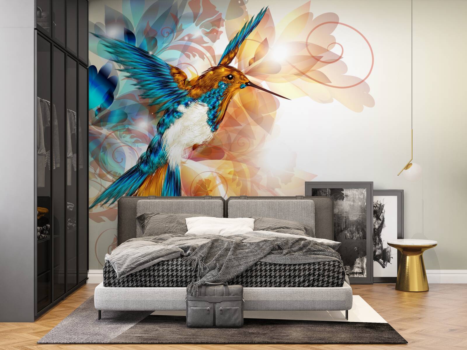 Фотошпалери нематеріальний блакитний колібрі