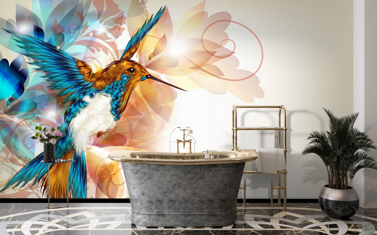 Фотошпалери нематеріальний блакитний колібрі