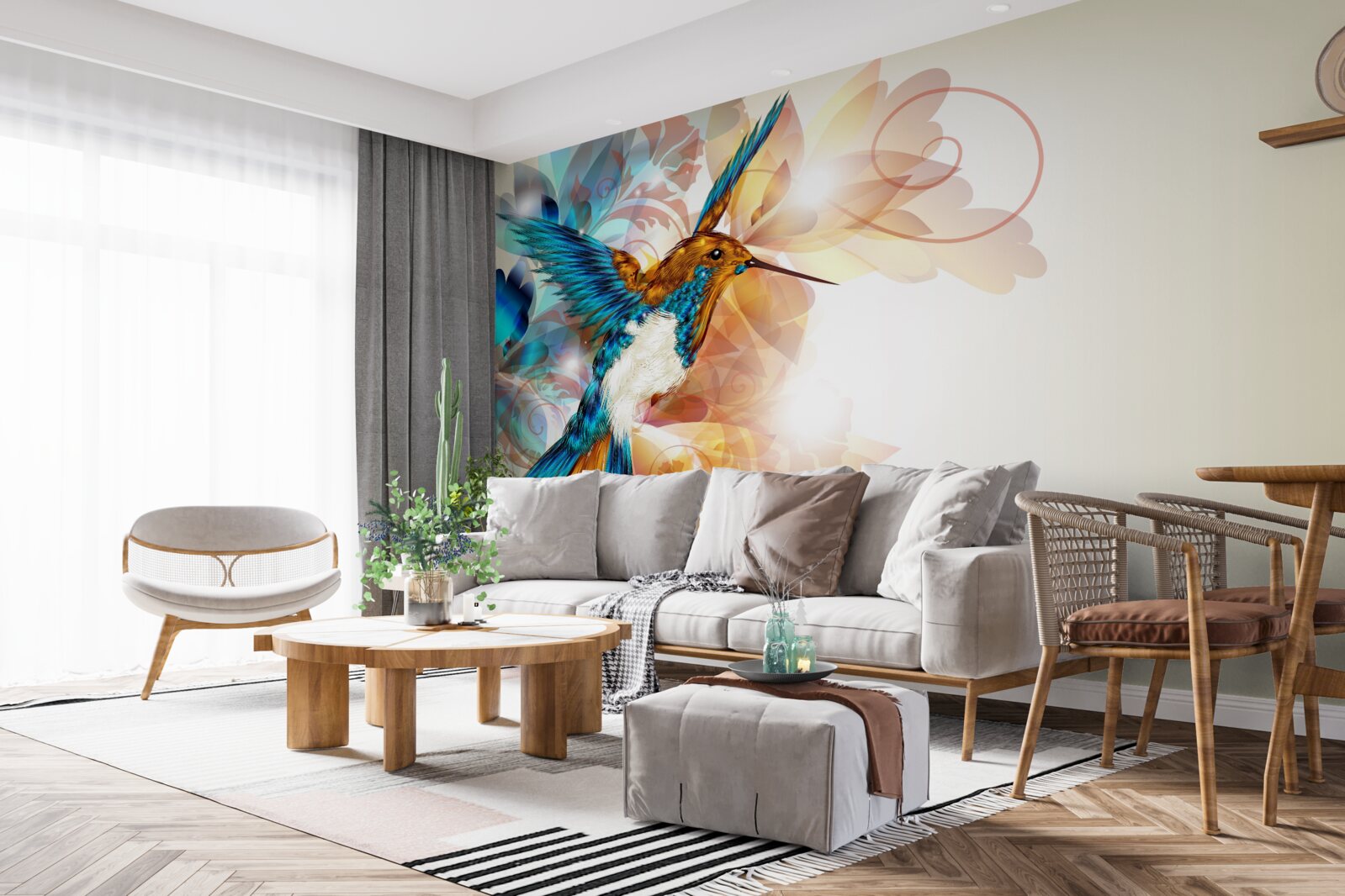 Фотошпалери нематеріальний блакитний колібрі