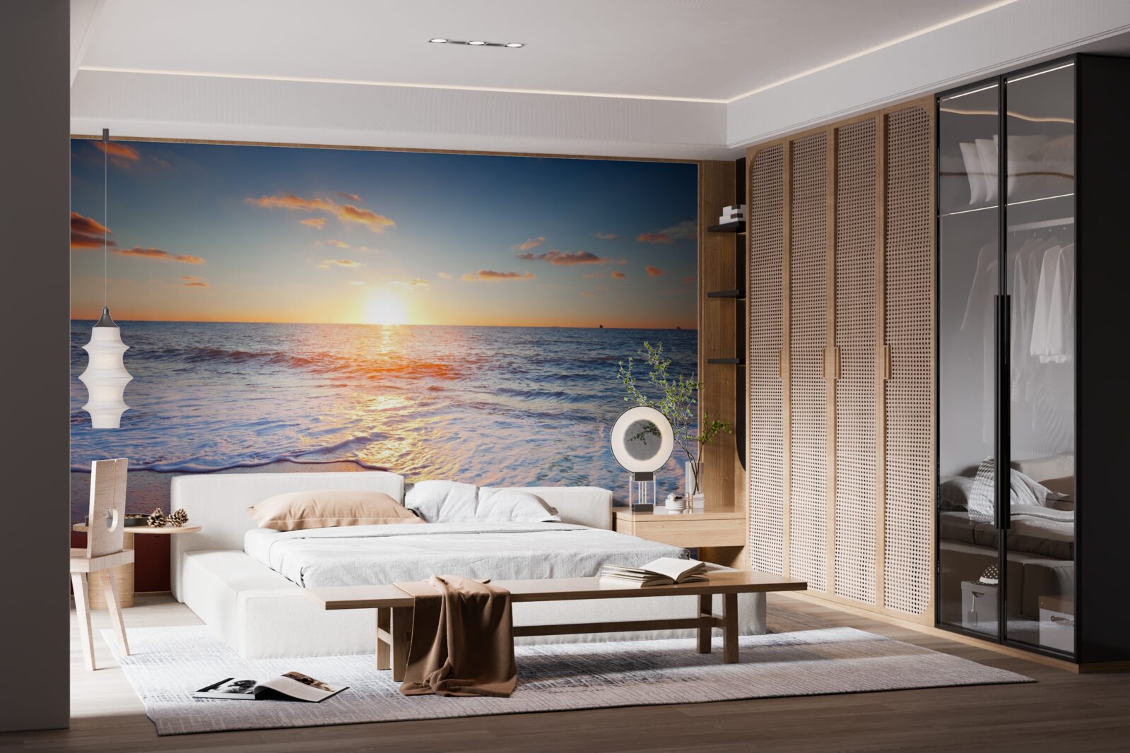 Фотошпалери захід сонця, що зникає у хвилях