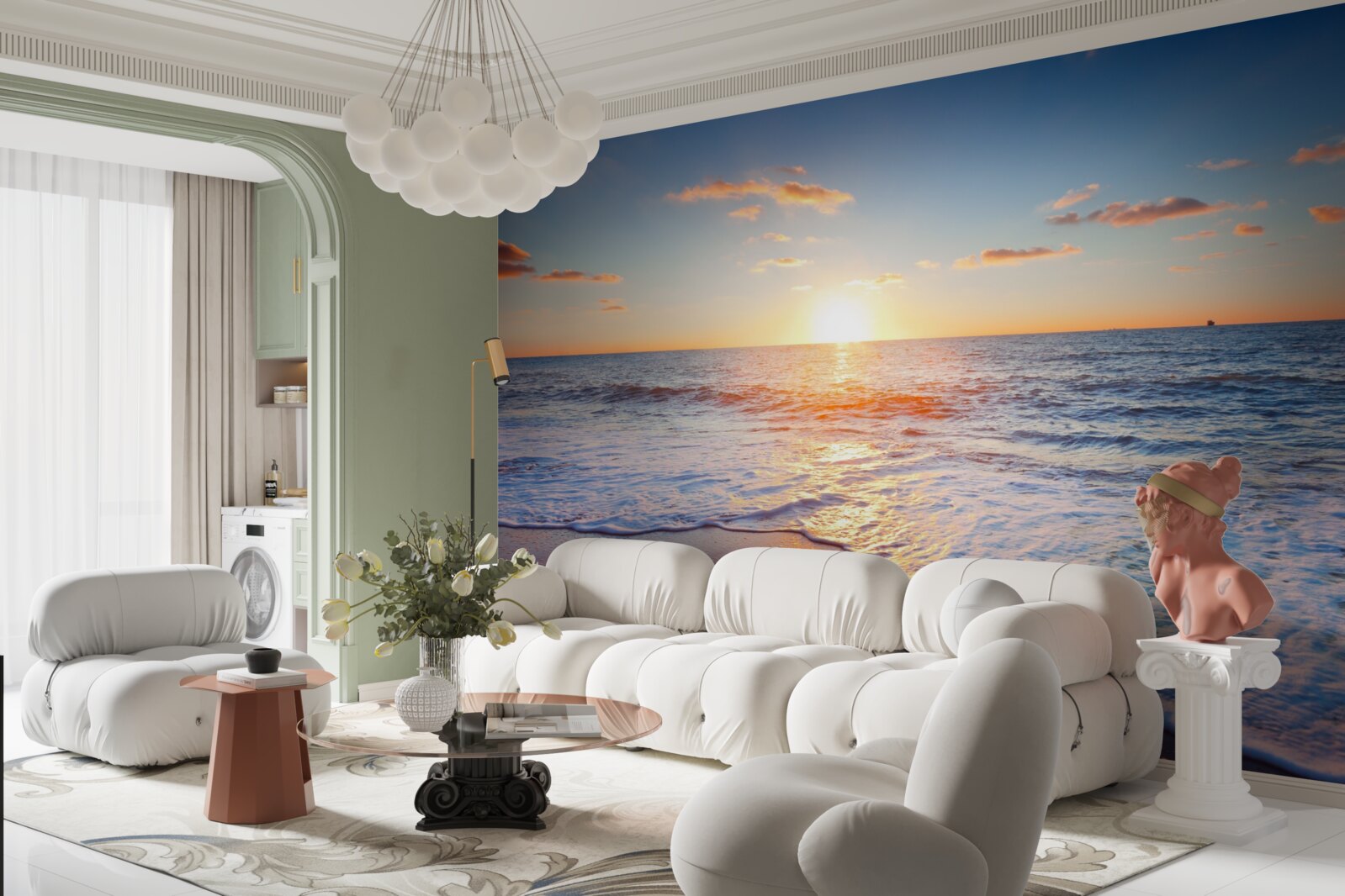 Фотошпалери захід сонця, що зникає у хвилях