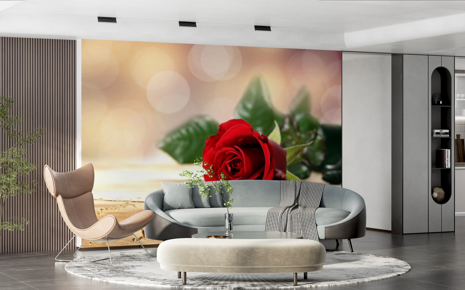 Фотошпалери одиночна троянда ніжно-червоного відтінку