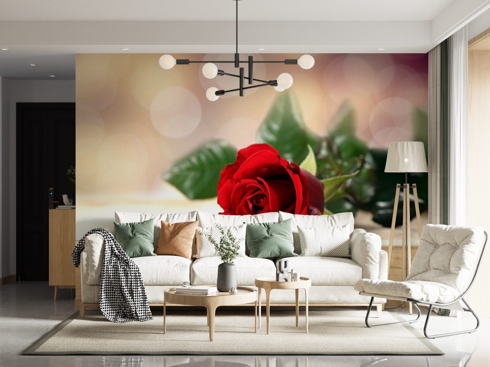 Фотошпалери одиночна троянда ніжно-червоного відтінку