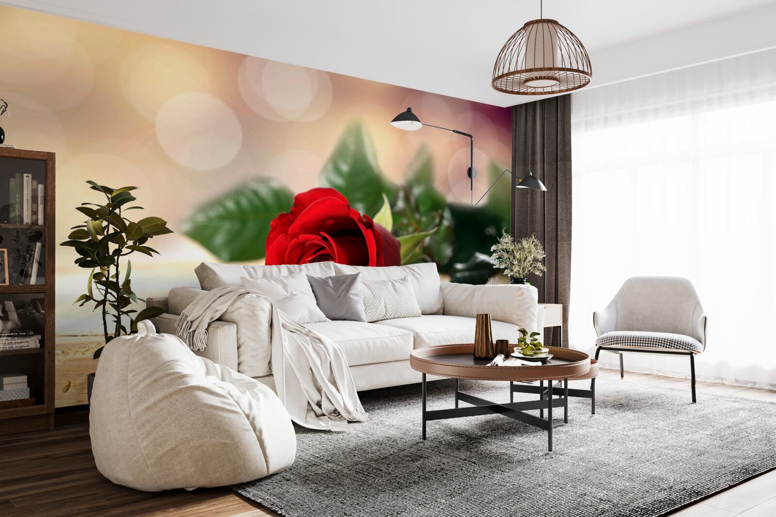 Фотошпалери одиночна троянда ніжно-червоного відтінку