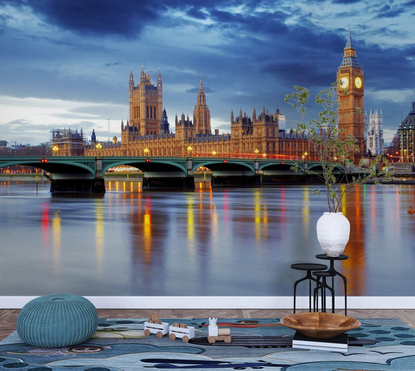 Фотошпалери відображення британського парламенту у воді річки