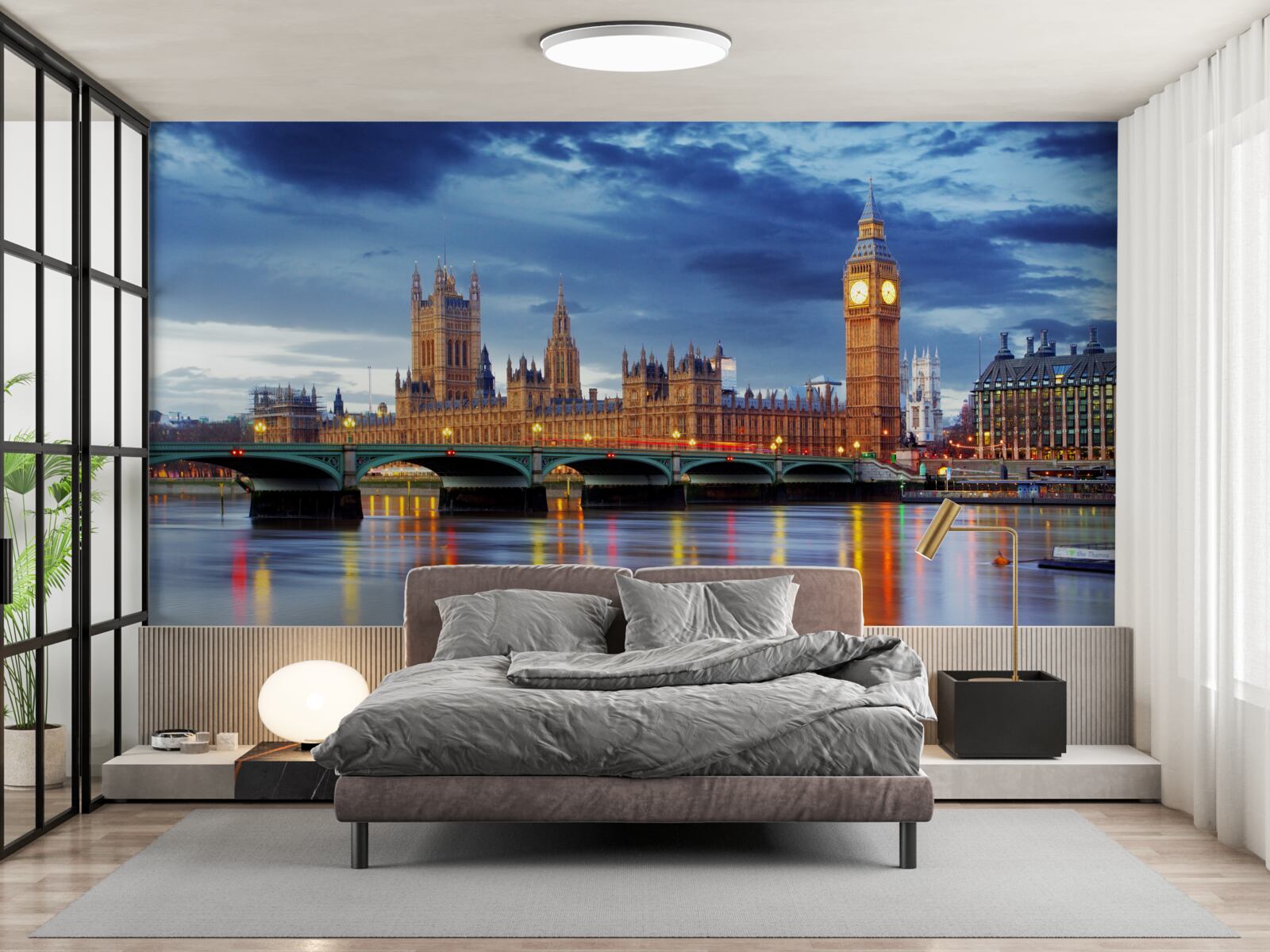 Фотошпалери відображення британського парламенту у воді річки