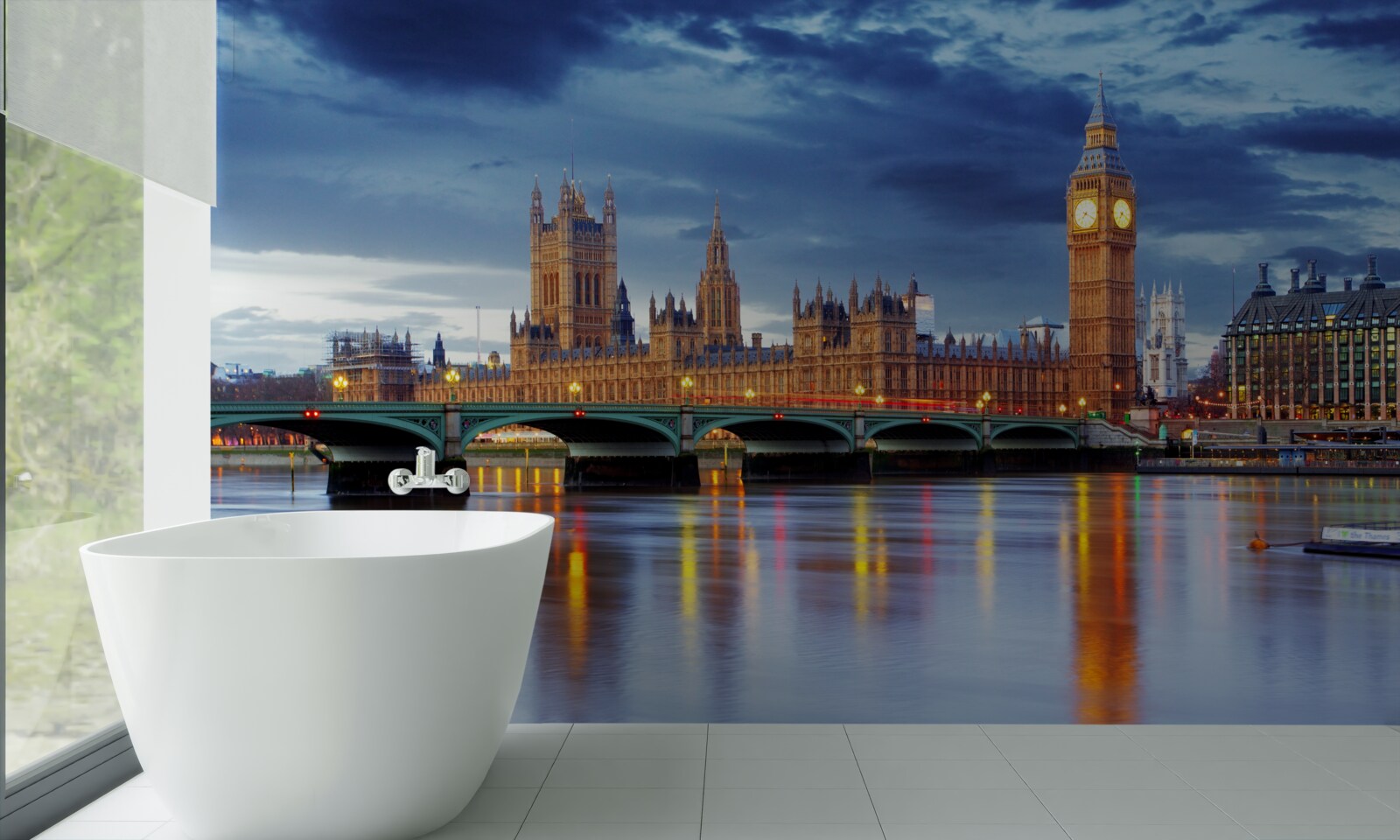 Фотошпалери відображення британського парламенту у воді річки