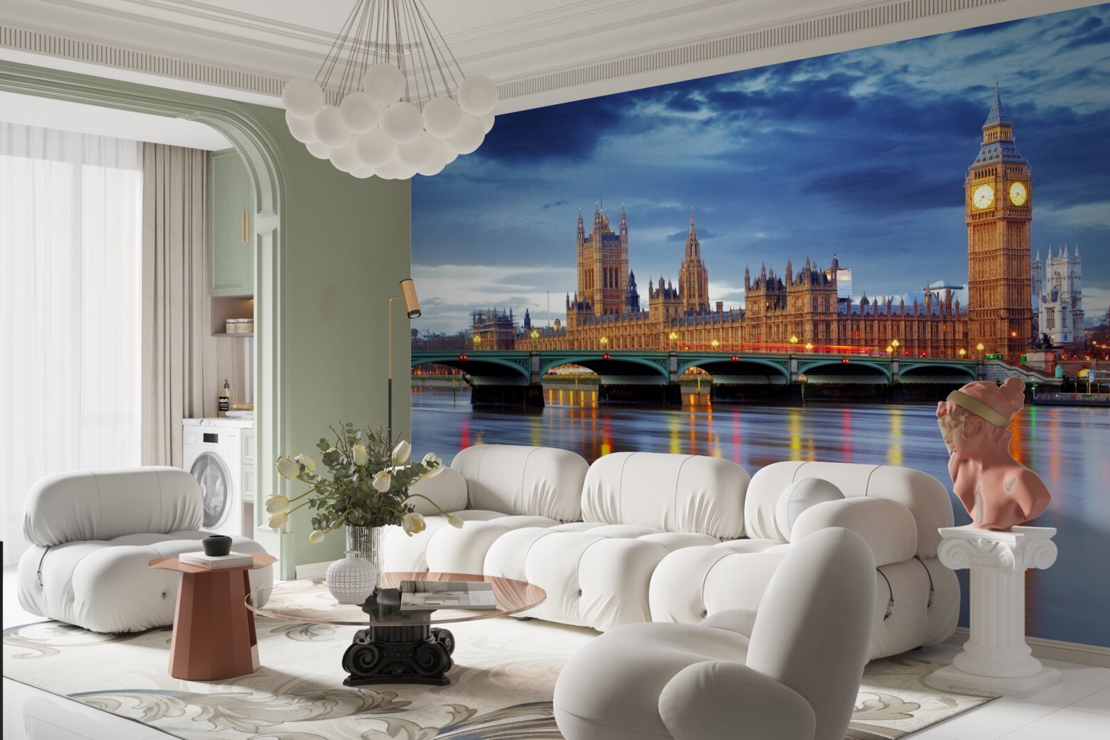 Фотошпалери відображення британського парламенту у воді річки