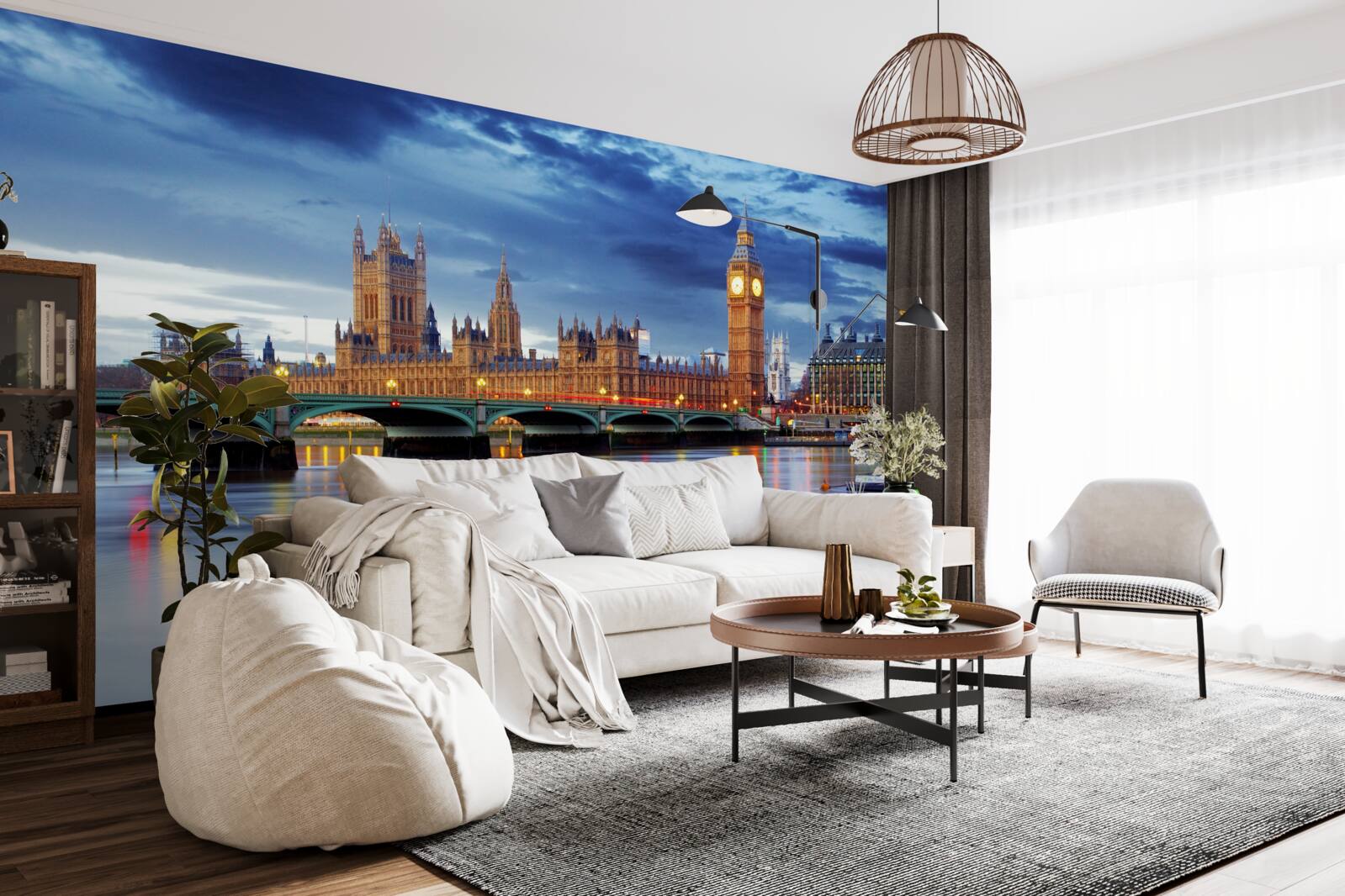 Фотошпалери відображення британського парламенту у воді річки