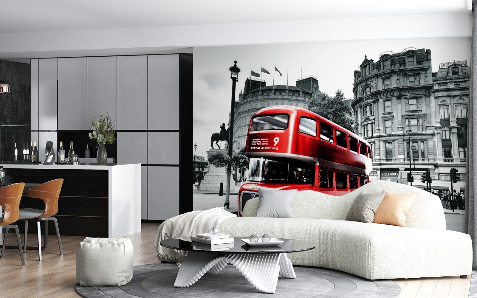 Фотошпалери автобус з Лондона на вулиці міста