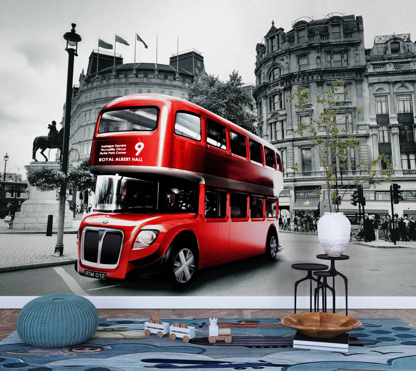 Фотошпалери автобус з Лондона на вулиці міста