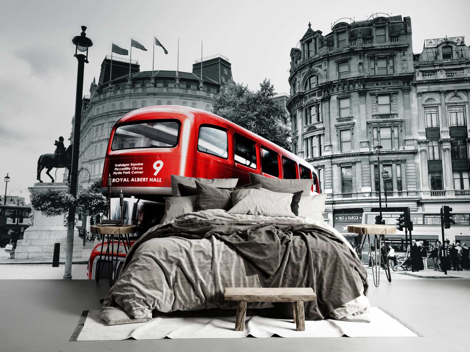 Фотошпалери автобус з Лондона на вулиці міста