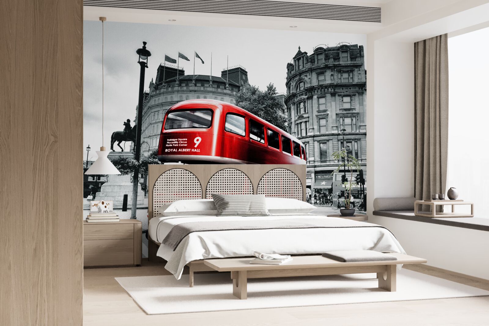 Фотошпалери автобус з Лондона на вулиці міста