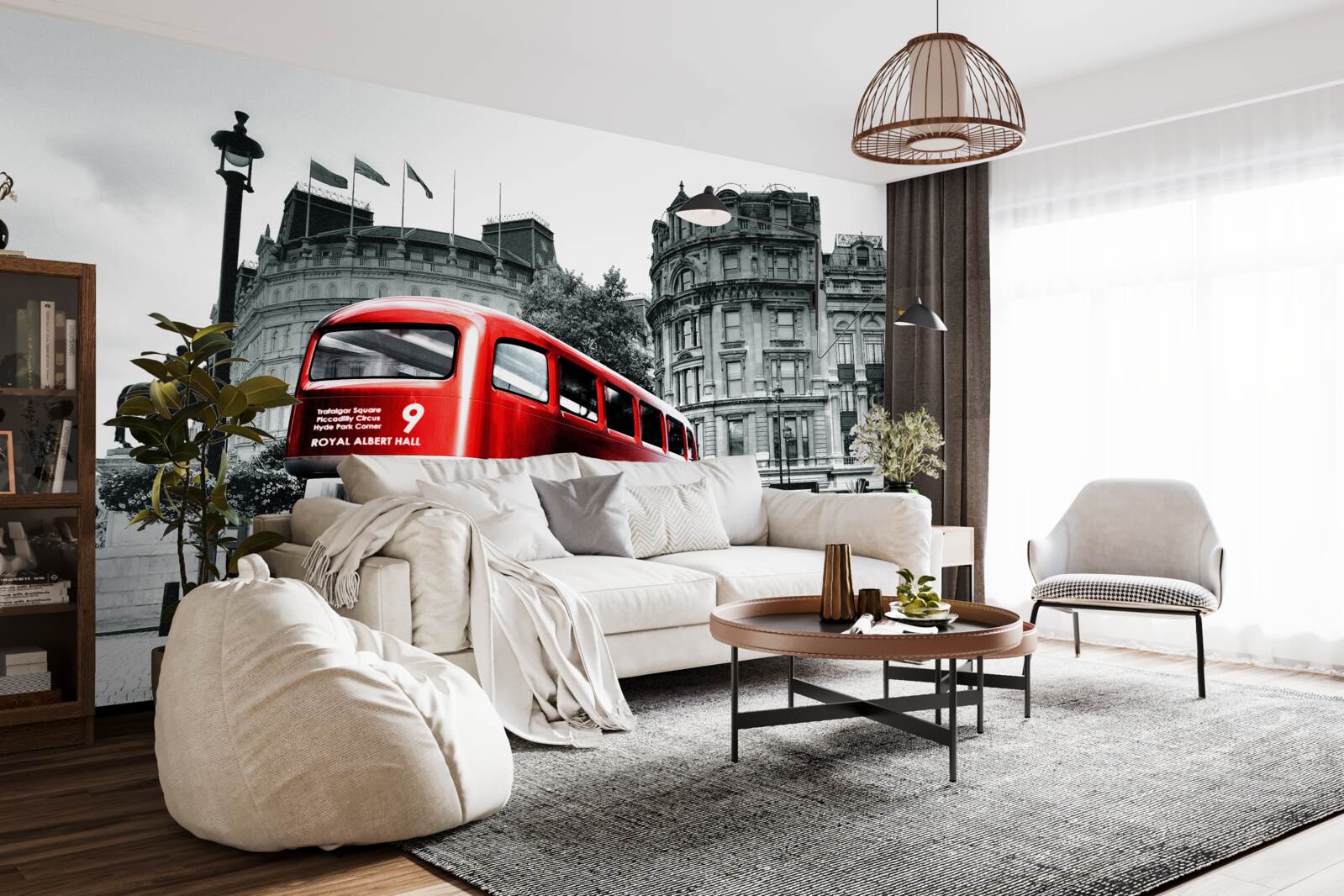 Фотошпалери автобус з Лондона на вулиці міста