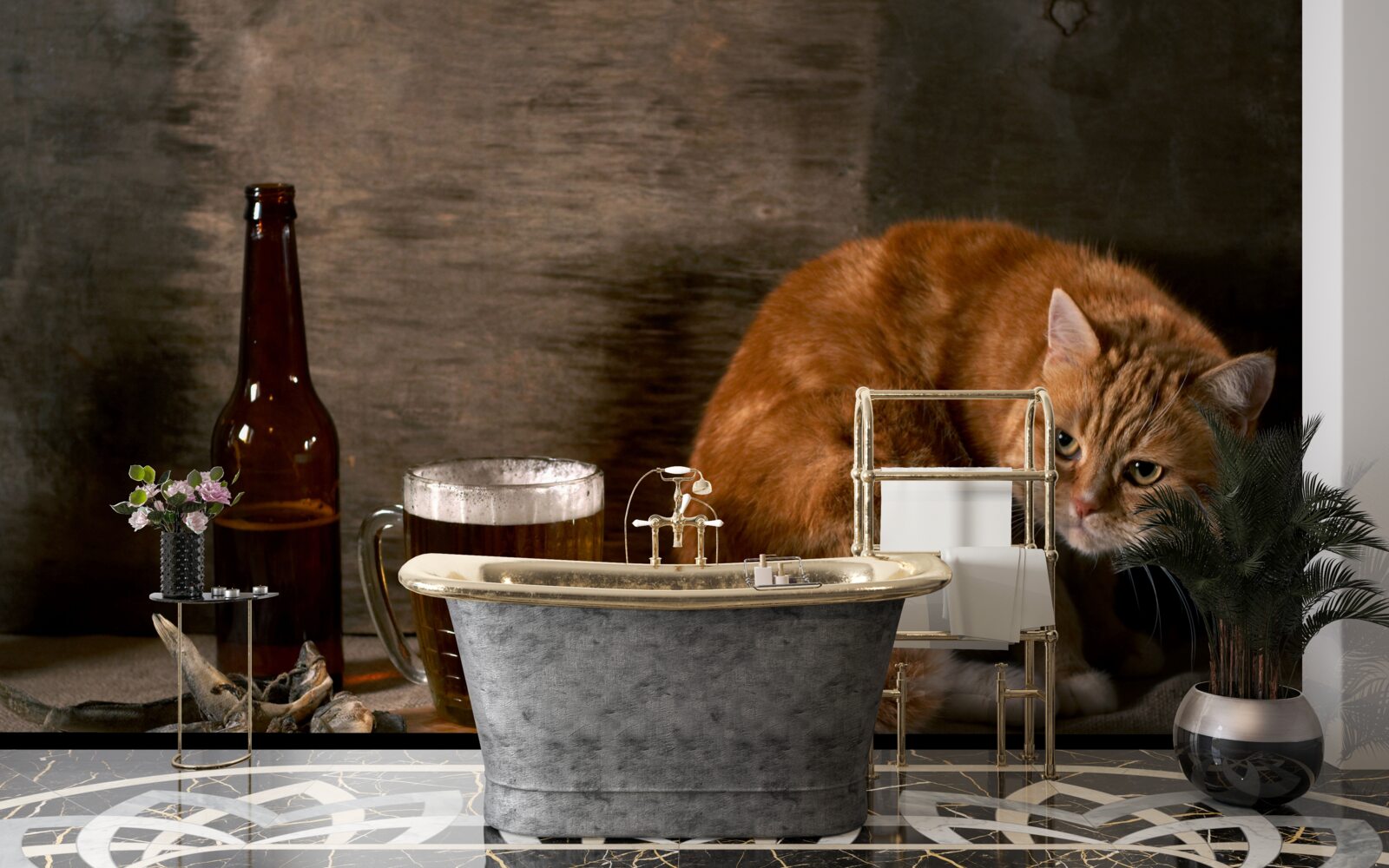 Фотошпалери приманка для домашніх і морських тварин з рудим хутром