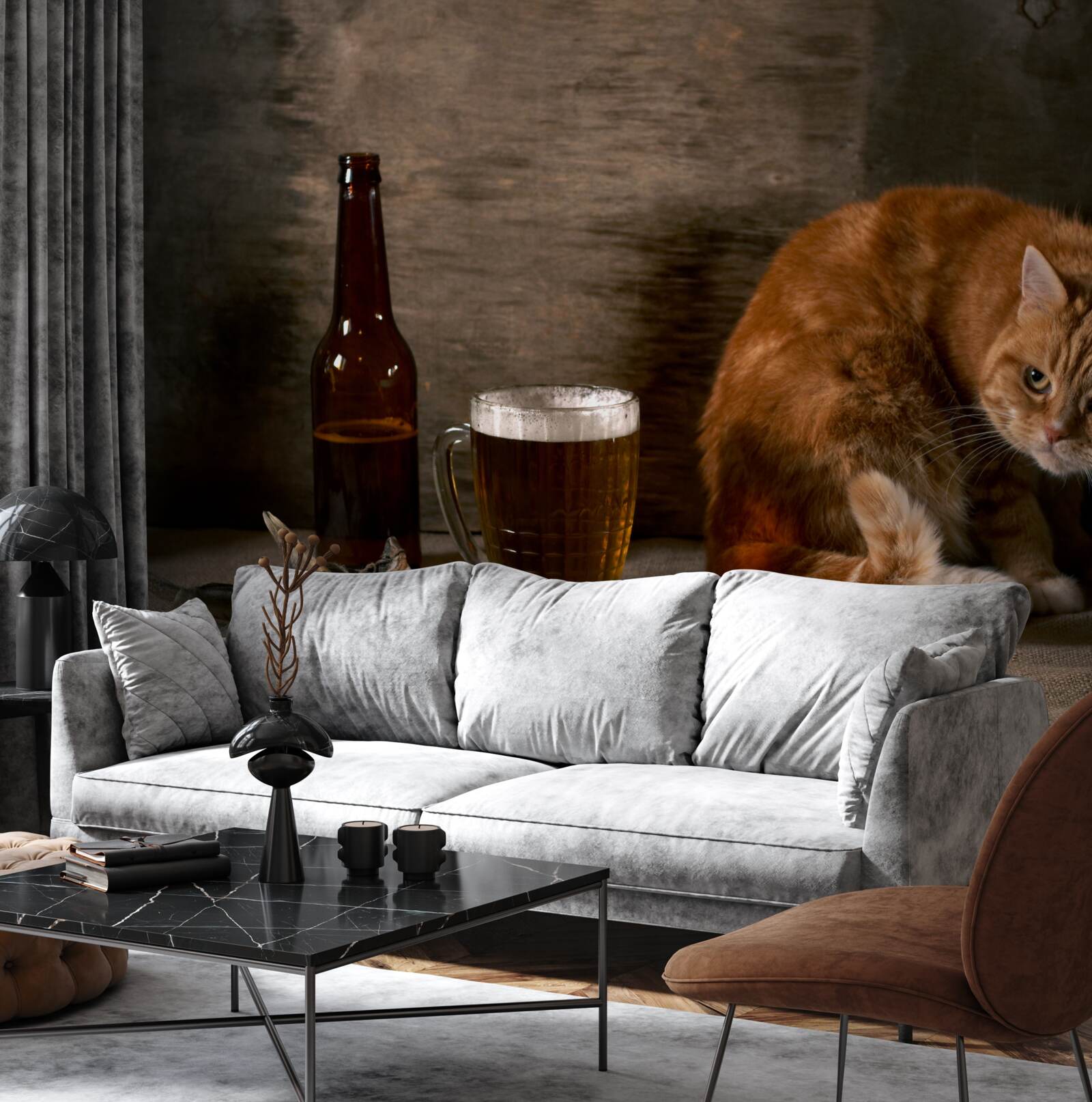 Фотошпалери приманка для домашніх і морських тварин з рудим хутром