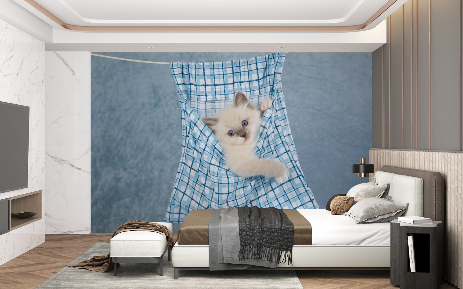 Фотошпалери сумка виявилася пасткою для сіамського кота