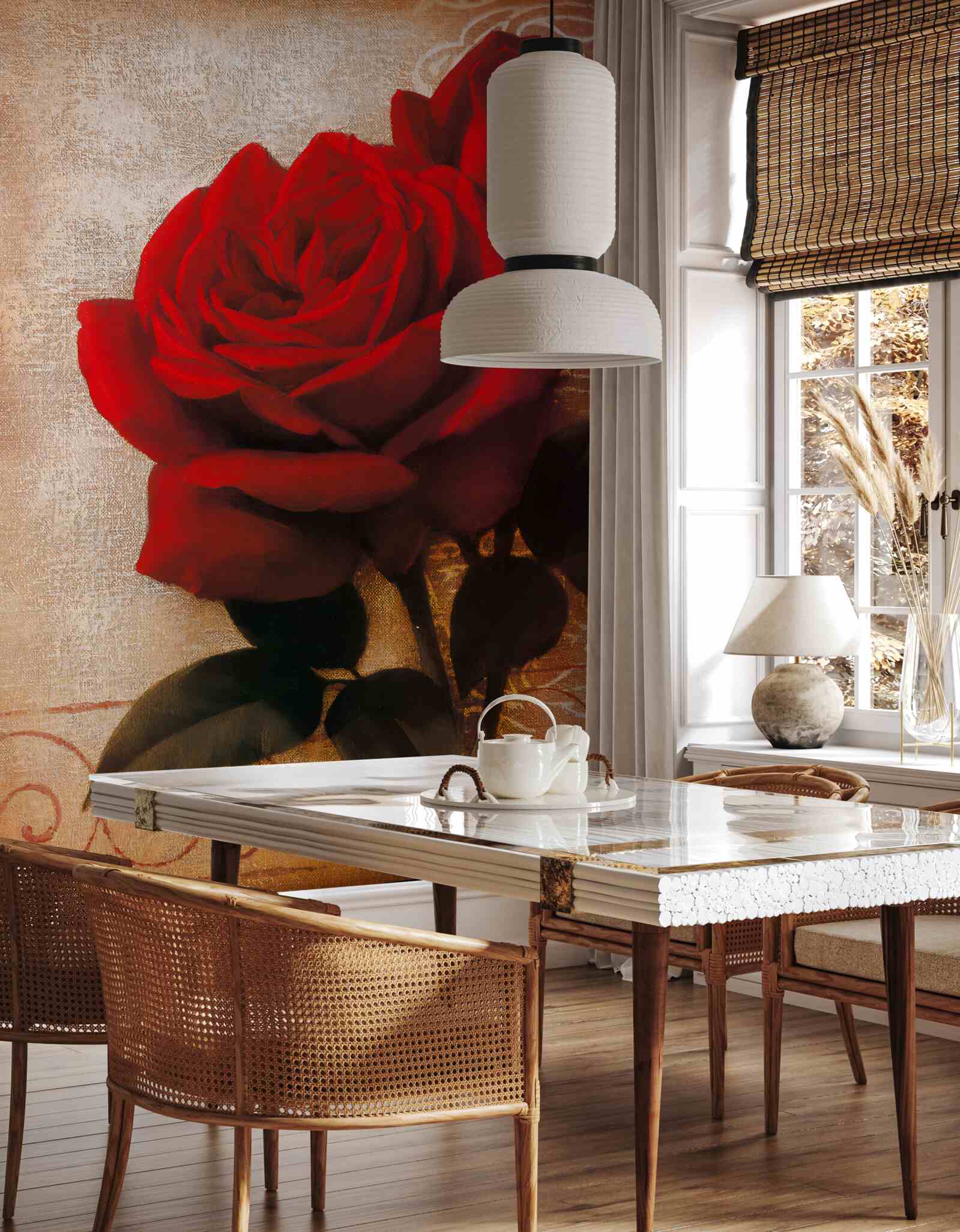 Фотошпалери королева троянд у червоному