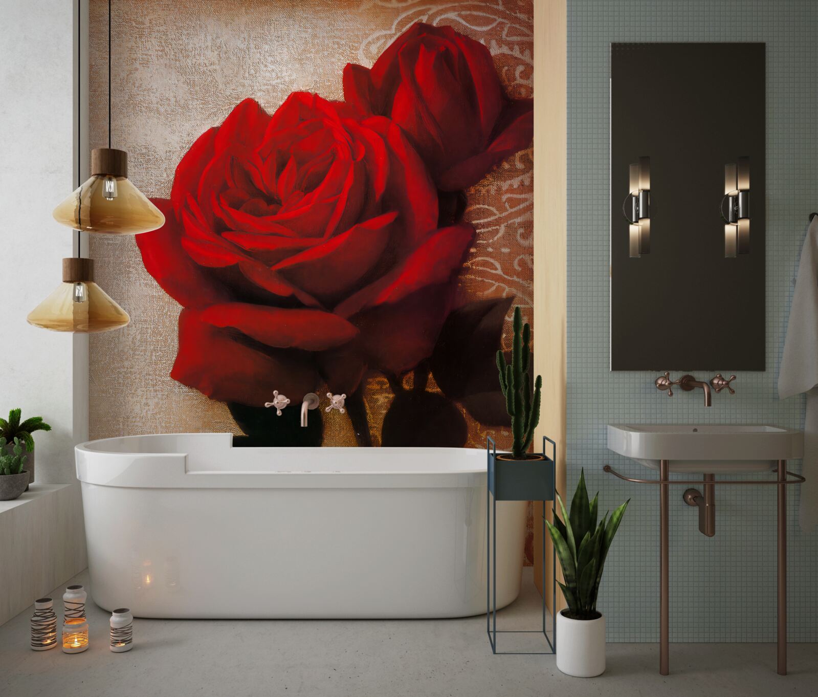 Фотошпалери королева троянд у червоному