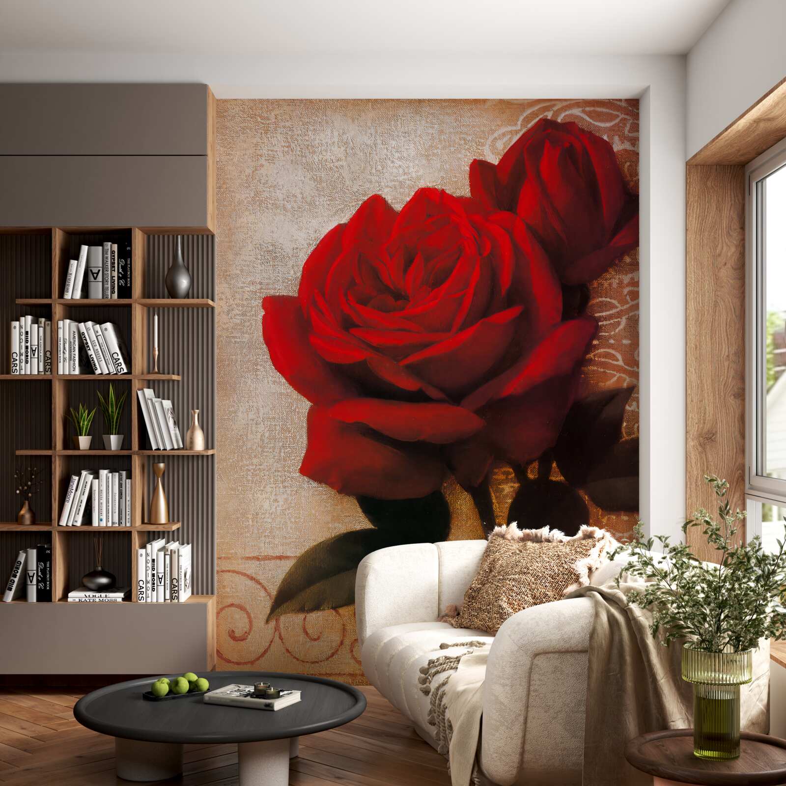 Фотошпалери королева троянд у червоному