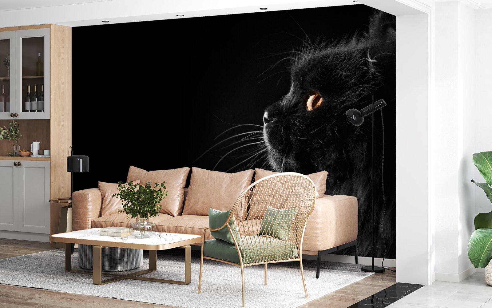 Фотошпалери золотоокий чорний кіт