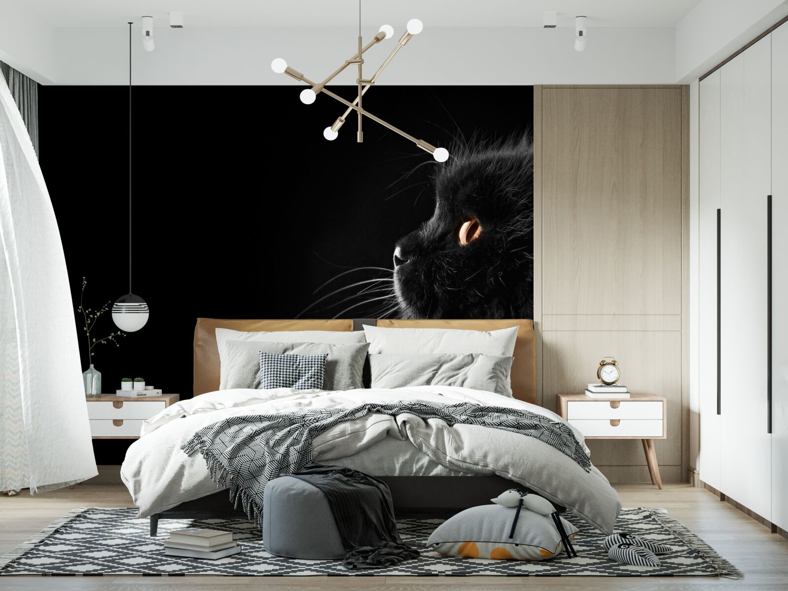 Фотошпалери золотоокий чорний кіт